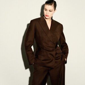 ANINE BING Aretha Blazer in Deep Brown Size Small